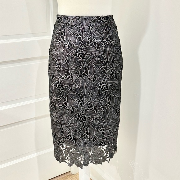 White House Black Market Metallic Lace Pencil Midi Skirt-Like New. - Picture 1 of 12